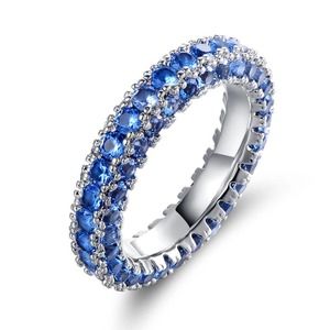 White Gold Italian-Cut Sapphire Eternity Ring-7